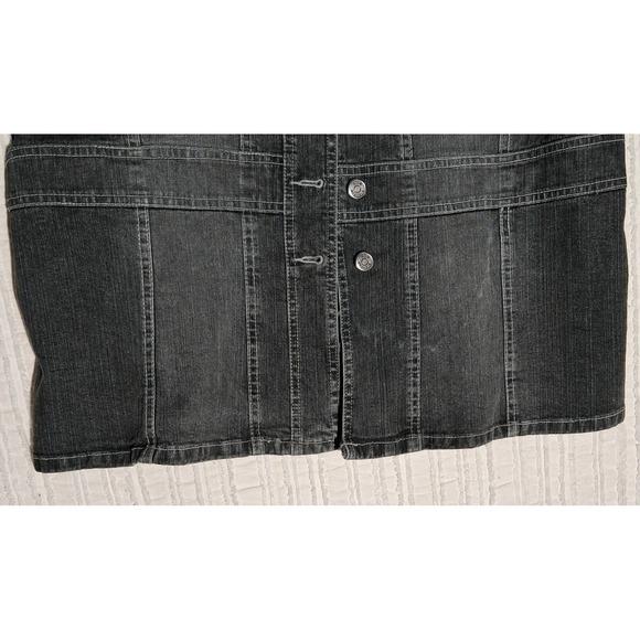 Vintage Women's Linen Denim Jacket Button Front Gray Fitted Waist XL Y2k - Picture 4 of 17